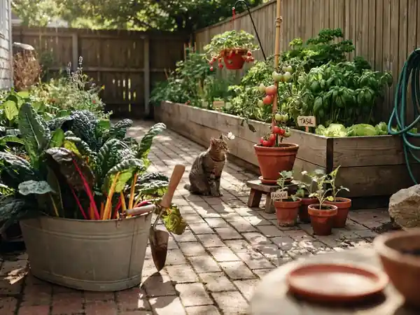 Vegetables growing in containers