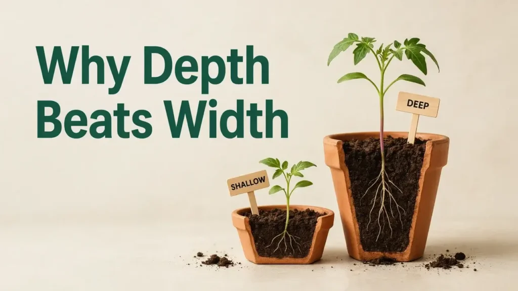 Tomato Container Size: What Size Pot by Variety 3 A tomato seedling planted deep in a tall container with buried stem