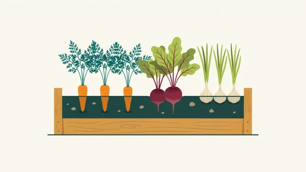 What to Plant in a Raised Garden Bed: Best Vegetables by Type 2 Carrots, beets, and onions growing in the loose soil of a raised garden bed