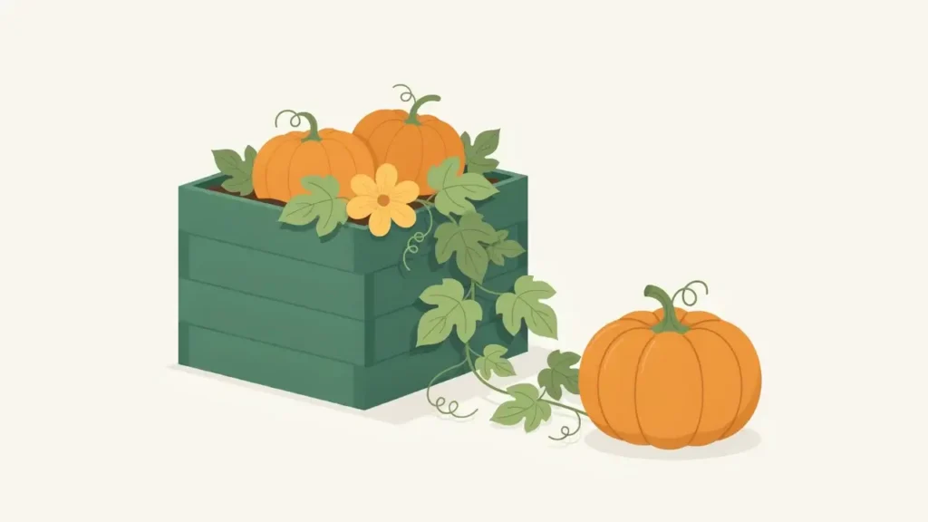 What to Plant in a Raised Garden Bed: Best Vegetables by Type 5 Sprawling pumpkin vine outgrowing a small raised garden bed