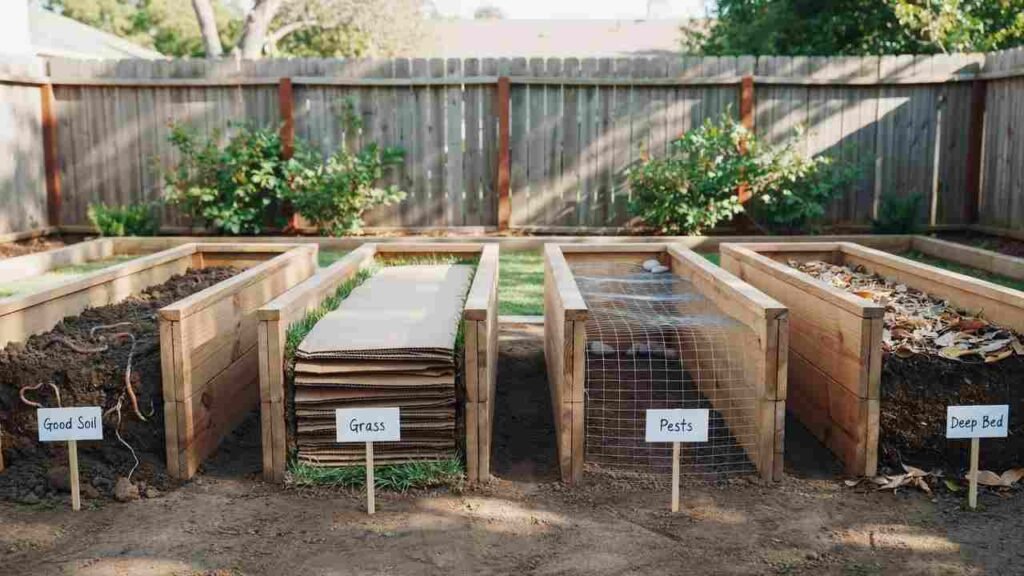 What to Put in the Bottom of a Raised Garden Bed 2 Comparison of raised garden bed bottoms for native soil, grass, burrowing pests, and deep beds