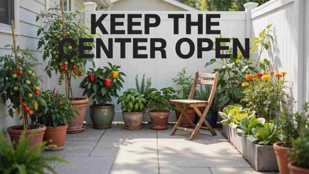 17 Container Garden Ideas for Small Spaces | Pot & Patch 5 Before and after view of a small patio transformed with grouped containers, vertical planters, and a trellis.