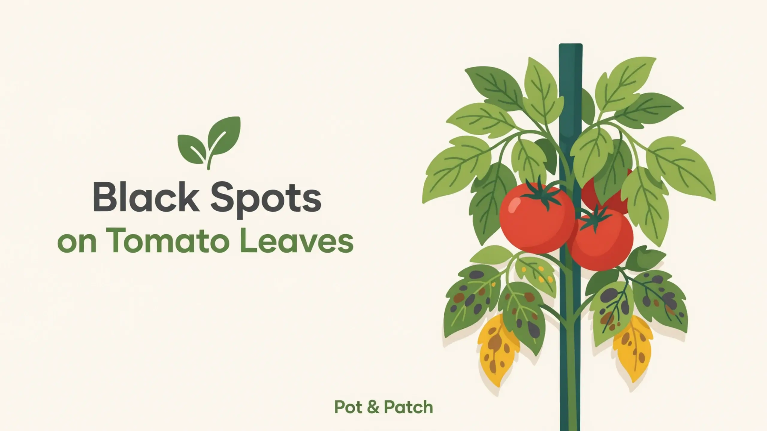 Tomato plant with dark spots on its lower leaves among healthy green foliage