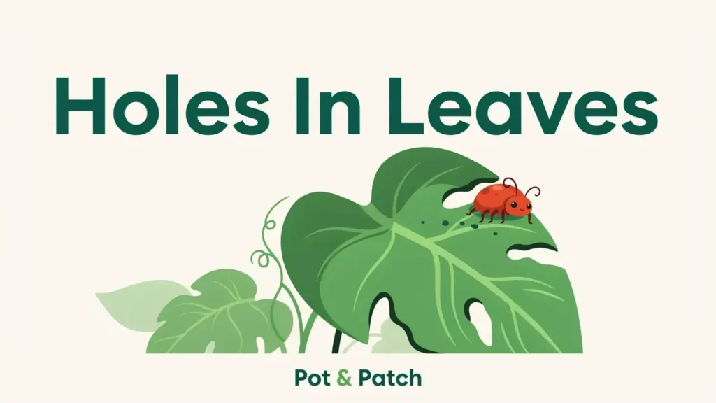Holes in Tomato Leaves: Causes and Fixes 1 Tomato leaf riddled with chewed holes with a small beetle on it