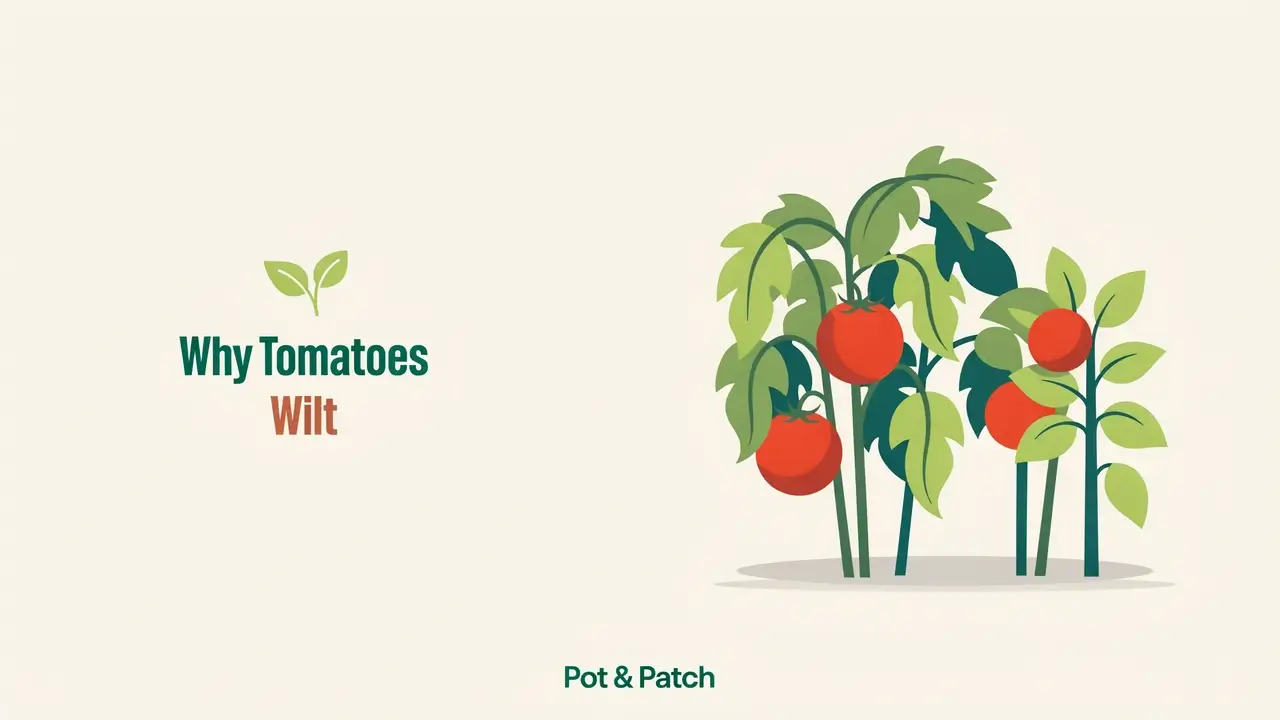 Wilting tomato plant with drooping leaves beside a healthy upright one
